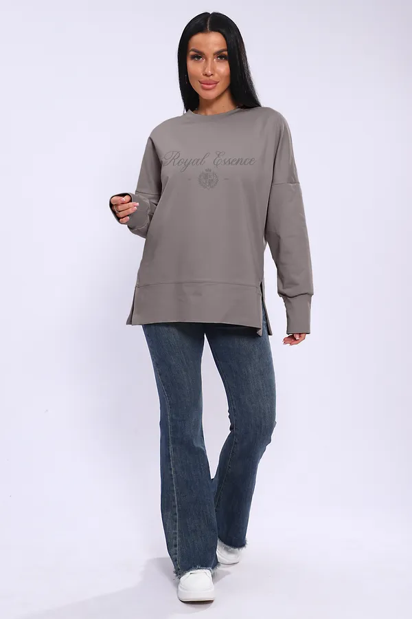 Лонгслив ЛЖ-013 НАТАЛИ, серо-бежевый - фото 1