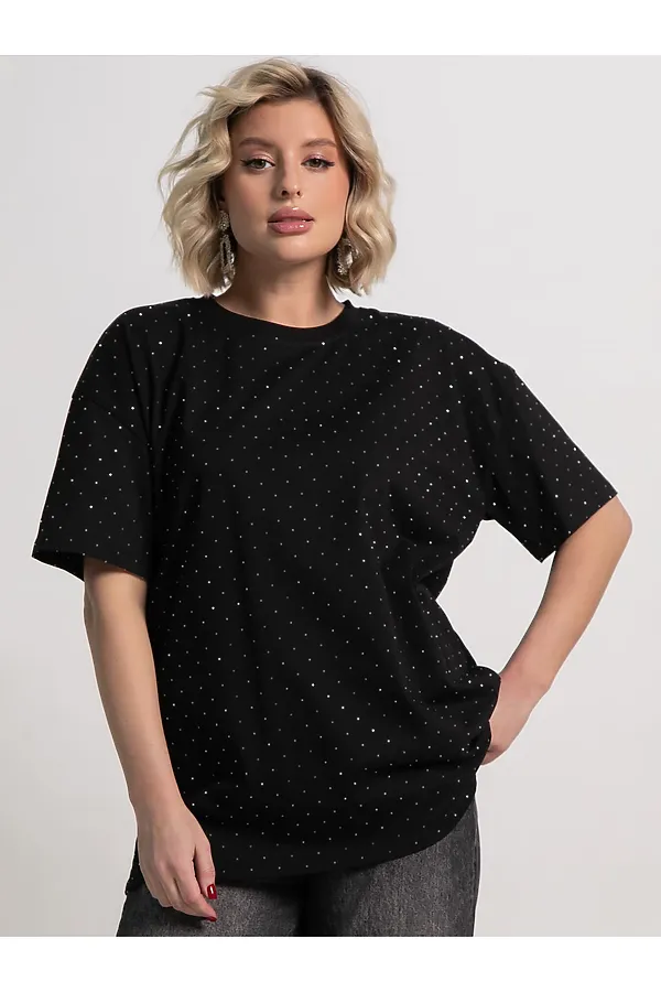 Футболка Ия LADY TAIGA, черная/стразы - фото 1