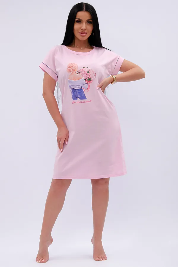 Сорочка Пионы НАТАЛИ, розовый - фото 1