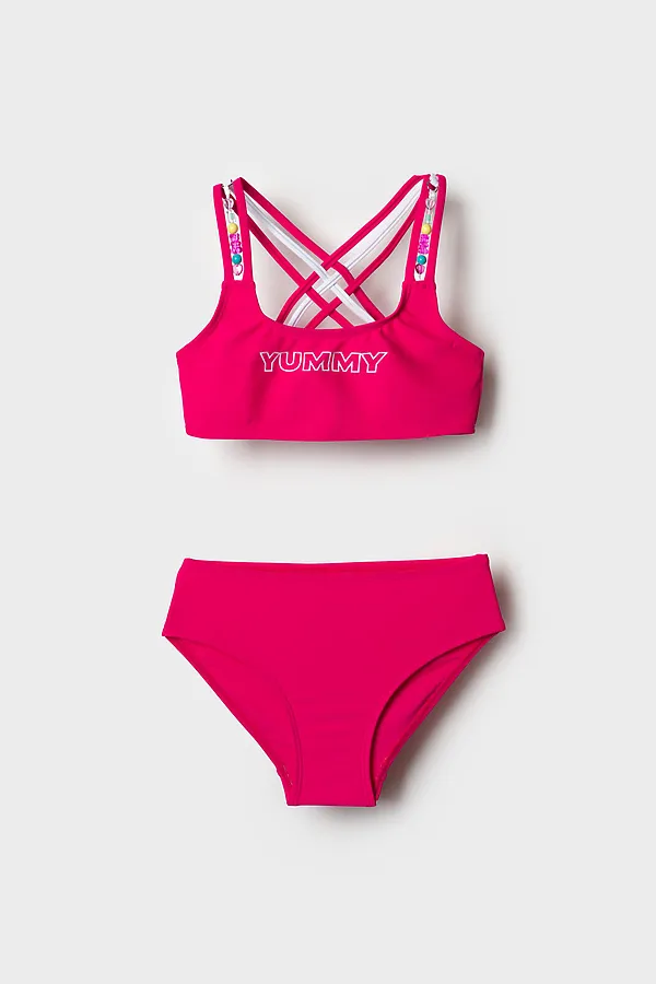 Купальный костюм трикотажный для девочек PLAYTODAY, белый - фото 1