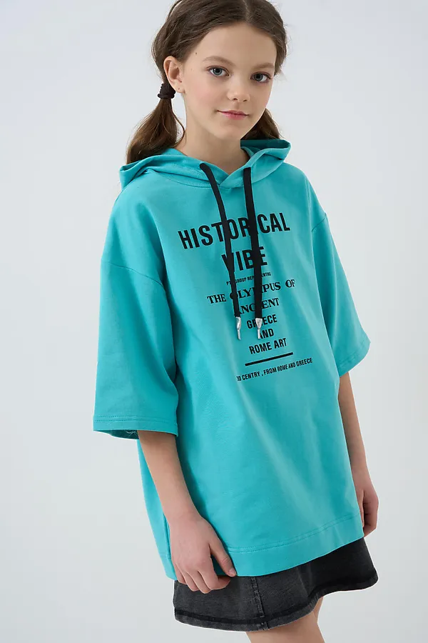 Толстовка трикотажная для девочек PLAYTODAY, голубой - фото 1
