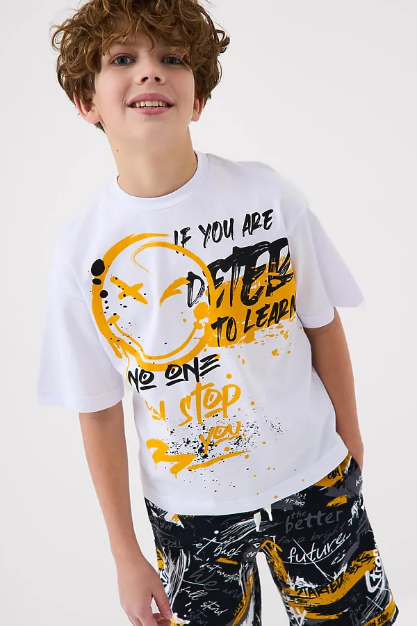 Фуфайка трикотажная для мальчиков (футболка) PLAYTODAY, белый - фото 1