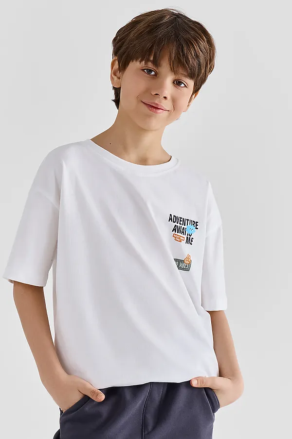 Футболка для мальчиков MARK FORMELLE, белый +печать4 - фото 1