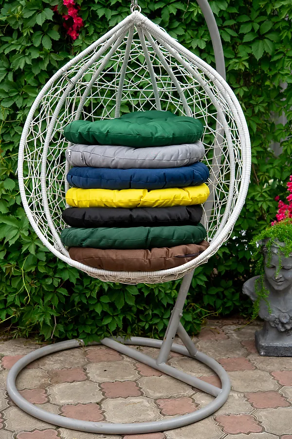 Подушка декоративная круглая на кресло 60 см, Грета(20%хл, 80%п/э), файбер, пакет с пл ручкой, ВО НАТАЛИ, темно-зеленый - фото 1