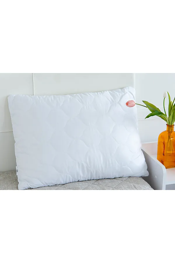 Подушка "Юнибив" бамбук+леб. пух на молнии стеганая м/ф(белая) 550гр, сумка НАТАЛИ, белая - фото 1