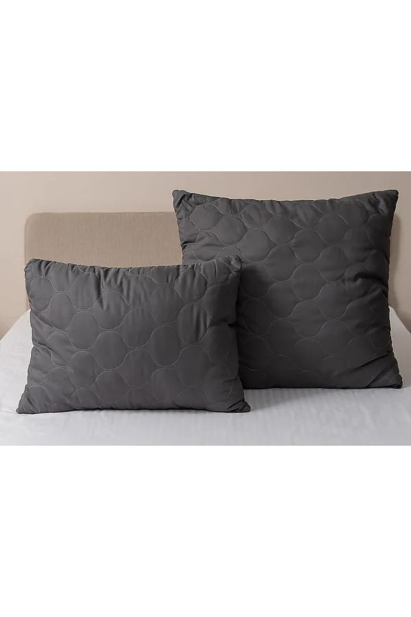 Подушка стеганая файбер м/ф 550гр(пакет)(Н) НАТАЛИ, темно серый - фото 1
