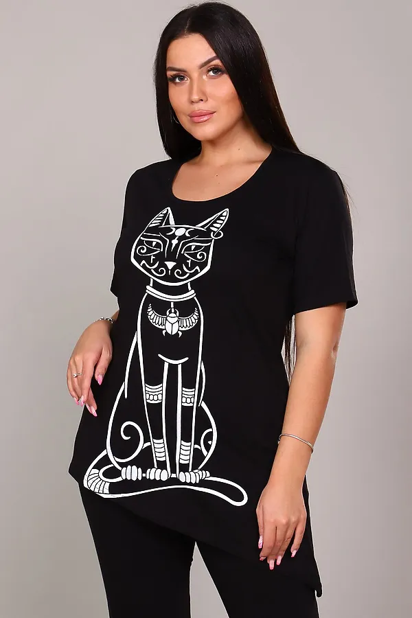 Туника ТН7 Кошка НАТАЛИ, черный - фото 1
