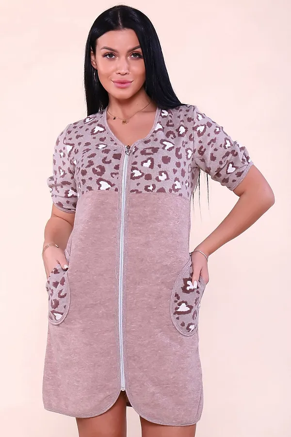 Халат 503 махровый Лео НАТАЛИ, кофе - фото 1