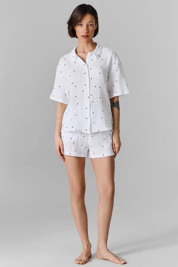 Костюм женский (жакет, шорты) MARK FORMELLE, сердечки на белом - фото 1