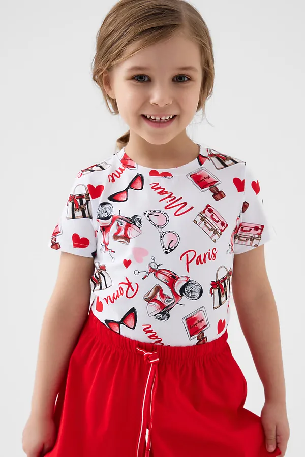 Фуфайка трикотажная для девочек (футболка) PLAYTODAY, разноцветный - фото 1