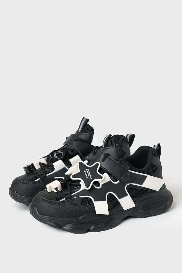 Полуботинки для девочек PLAYTODAY, черный,белый - фото 1