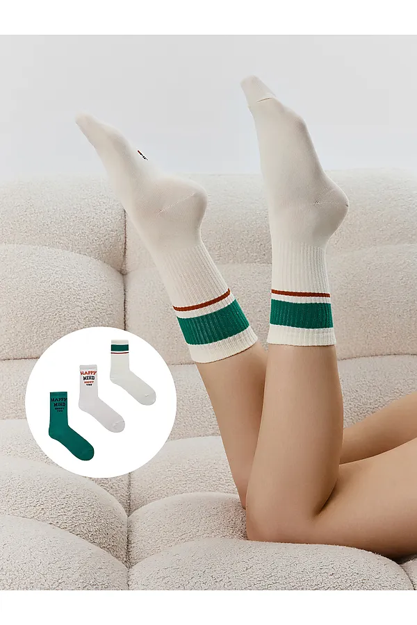 Носки женские (3 пары) MARK FORMELLE, я.малахит /лёд /молочный/ - фото 1