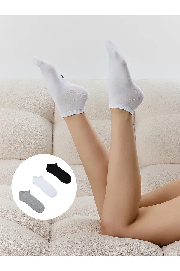 Носки женские (3 пары) MARK FORMELLE, белый /сер.меланж /черный/ - фото 1