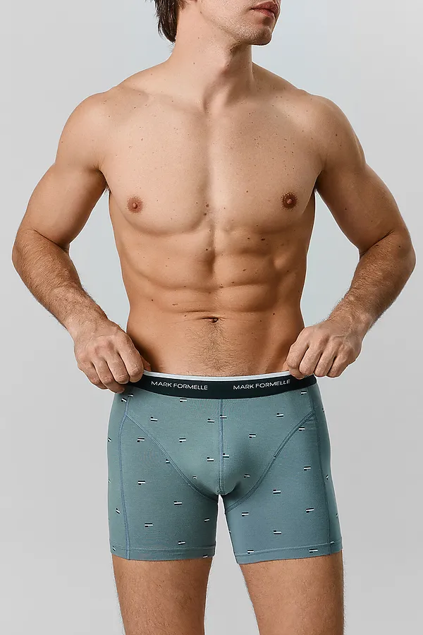 Трусы мужские (2шт) MARK FORMELLE, узор на бризе +зеленый бархат - фото 1