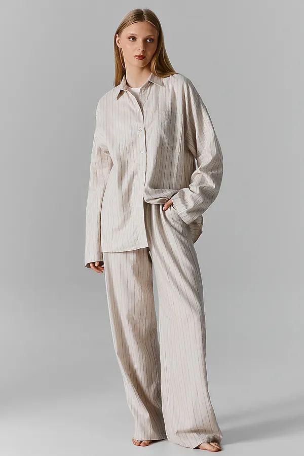 Рубашка женская MARK FORMELLE, полоска на бежевом - фото 1