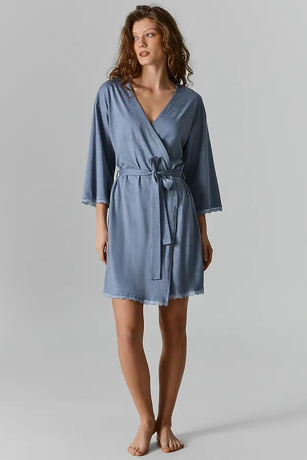 Халат женский MARK FORMELLE, цветы на сизом - фото 1