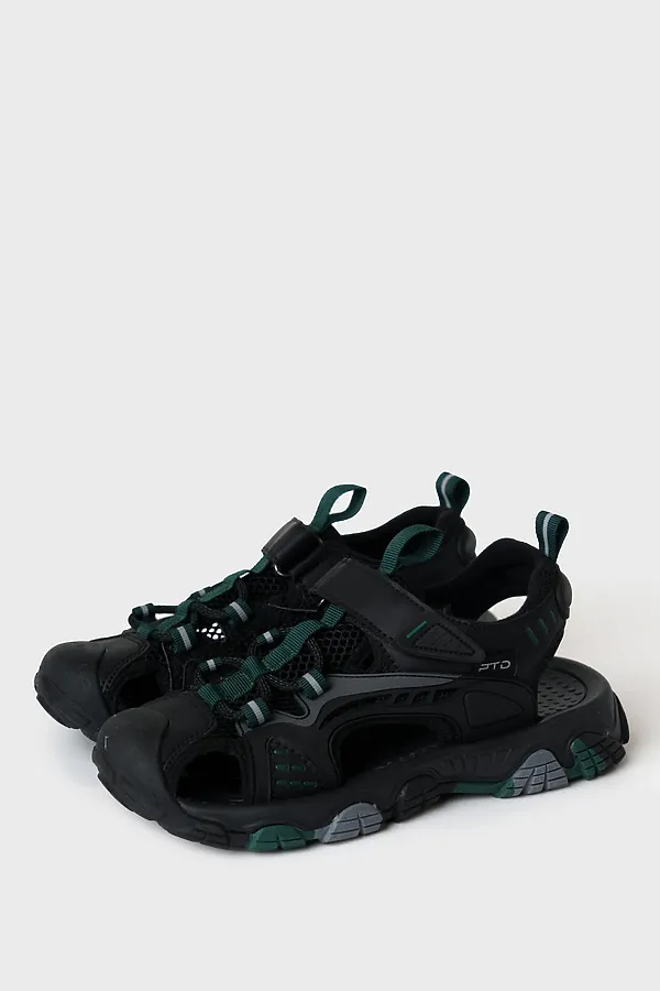 Сандалии для мальчиков PLAYTODAY, черный,зеленый - фото 1