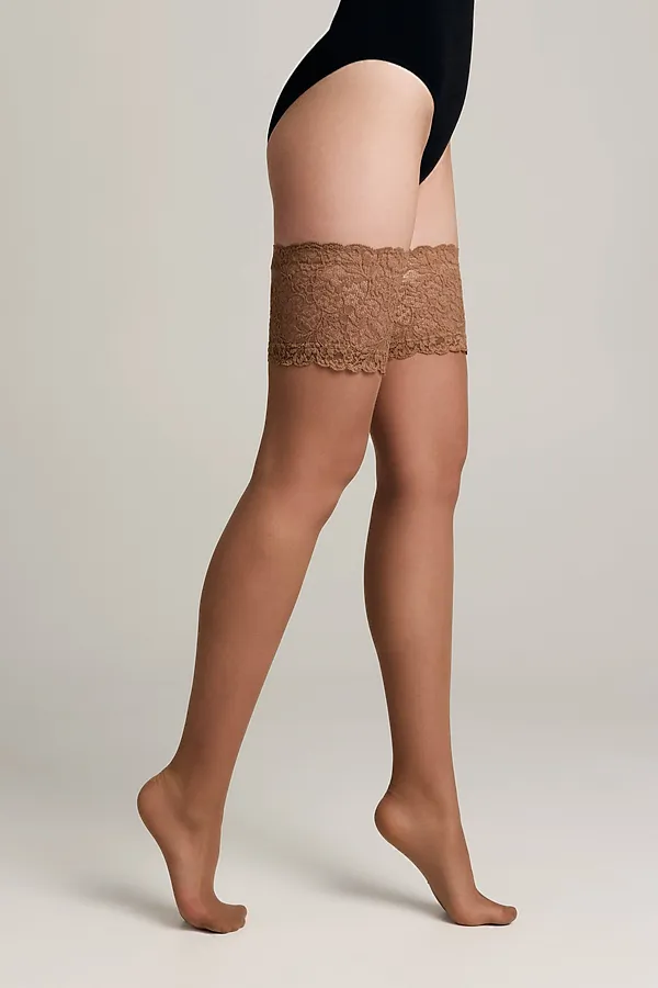 CONTE AMOUR Чулки с ажурной резинкой и эффектом шелка CONTE ELEGANT, bronze - фото 1