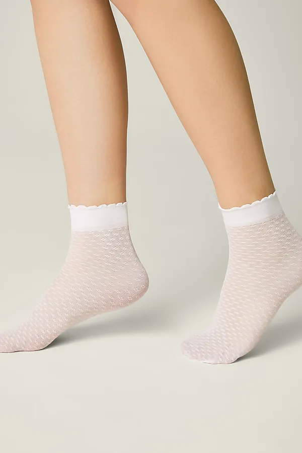 CONTE Тонкие носки с ажурным геометрическим рисунком JULIA CONTE ELEGANT, bianco - фото 1