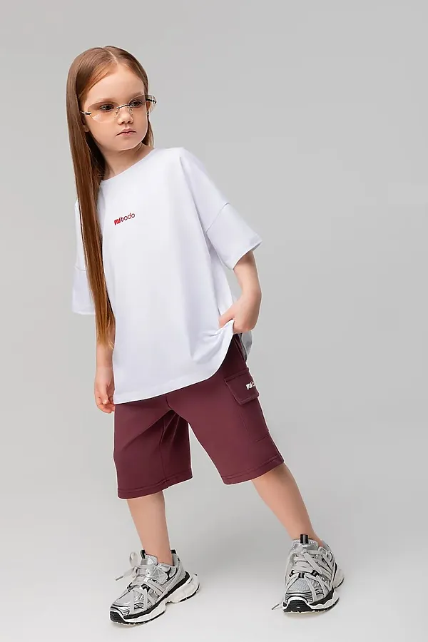 Шорты BODO, бордовый (белый) - фото 1