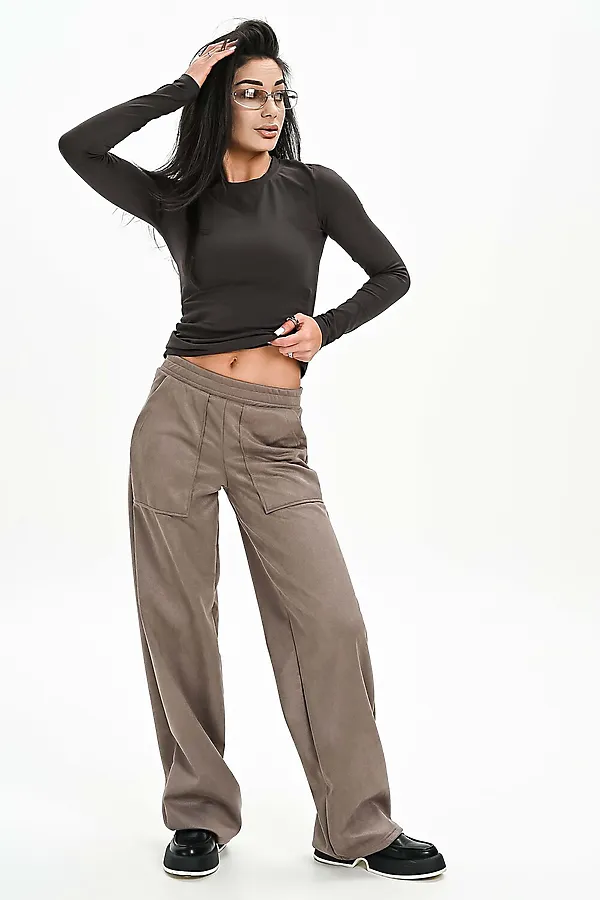 Брюки из мягкой эко замши НАТАЛИ, бежевый - фото 1