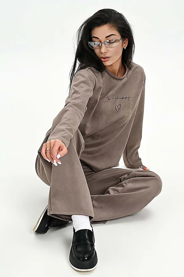 Свитшот из мягкой эко замши НАТАЛИ, бежевый - фото 1