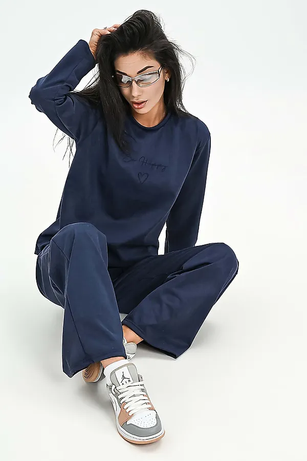 Свитшот из мягкой эко замши НАТАЛИ, синий - фото 1