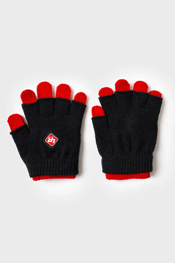 Комплект трикотажный для мальчиков: митенки, перчатки PLAYTODAY, черный,красный - фото 1