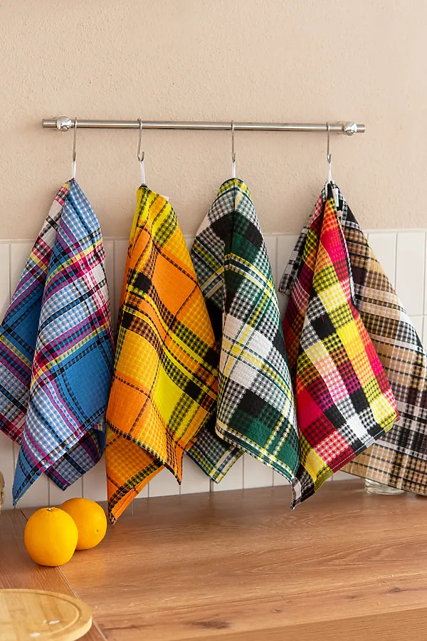 Набор полотенец вафельн."Шотландка" 40*75 см (5шт) НАТАЛИ, в ассортименте - фото 1