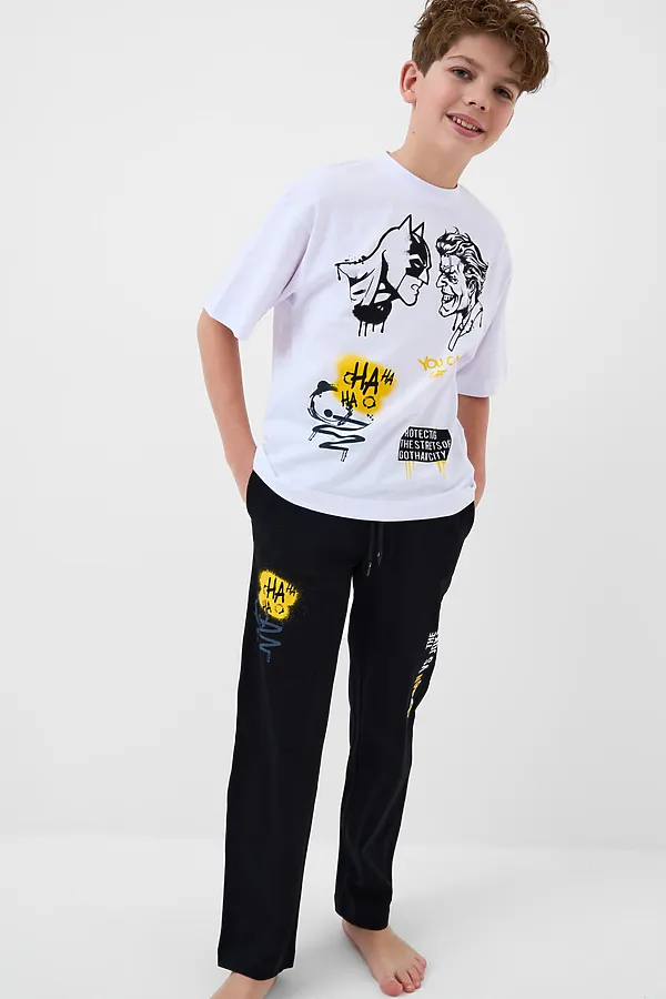 Комплект трикотажный для мальчиков: фуфайка (футболка), брюки PLAYTODAY, белый,черный - фото 1