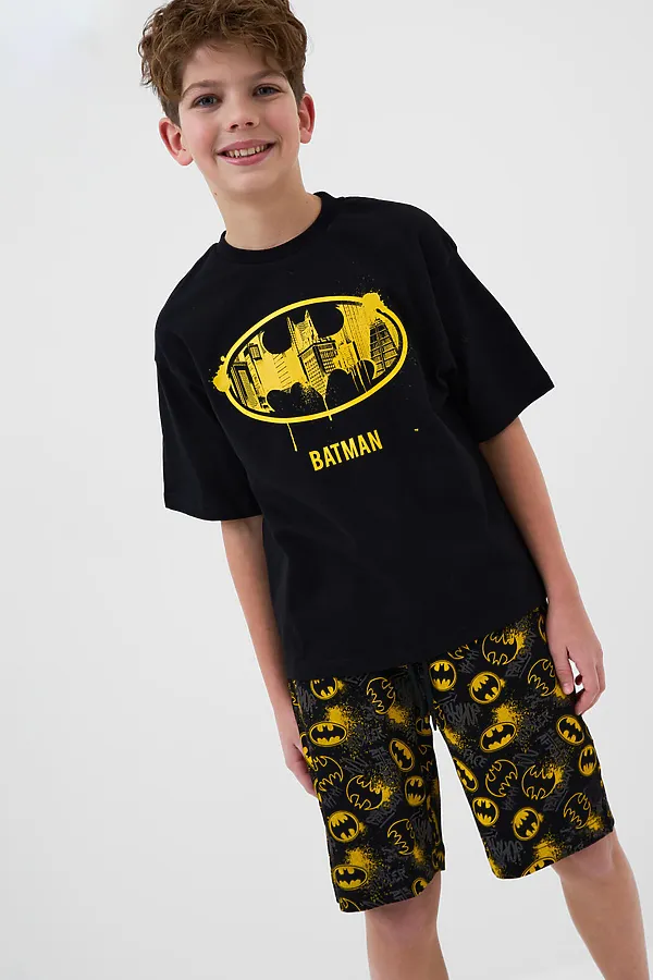 Комплект трикотажный для мальчиков: фуфайка (футболка), шорты PLAYTODAY, черный,жёлтый,темно-серый - фото 1