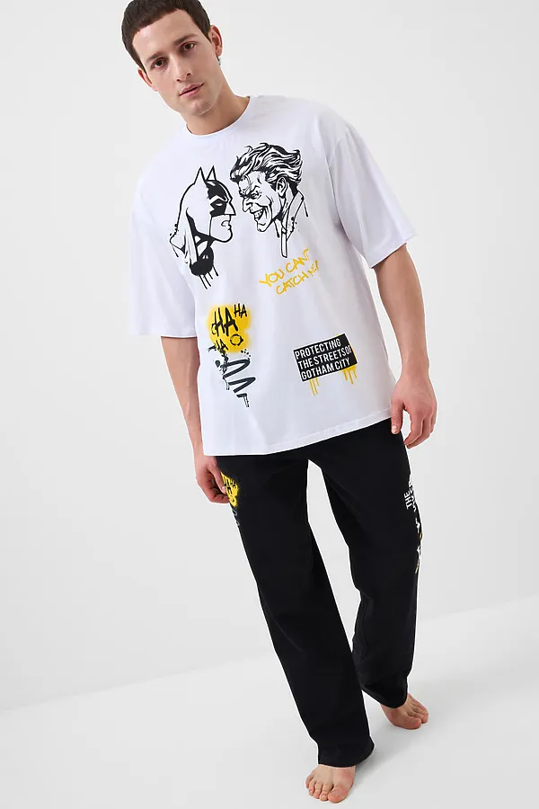 Комплект трикотажный для мужчин: фуфайка (футболка), брюки PLAYTODAY, белый,черный - фото 1