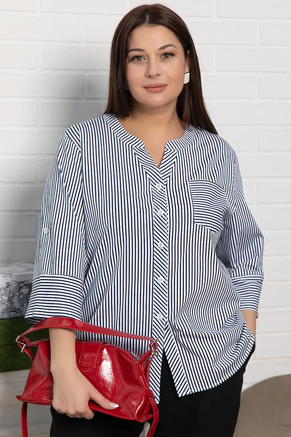 Блуза Азалия LADY TAIGA, белая/полоска - фото 1