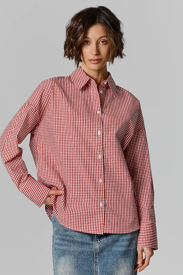 Рубашка женская MARK FORMELLE, клетка виши красная - фото 1