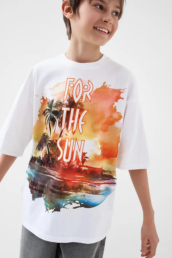 Фуфайка трикотажная для мальчиков (футболка) PLAYTODAY, белый - фото 1