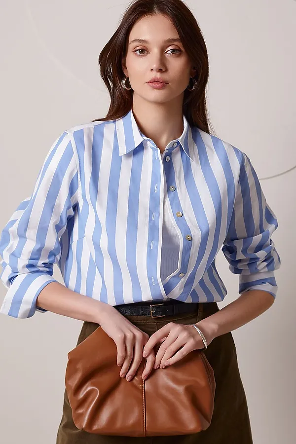 Блуза VILATTE, белый-голубой - фото 1