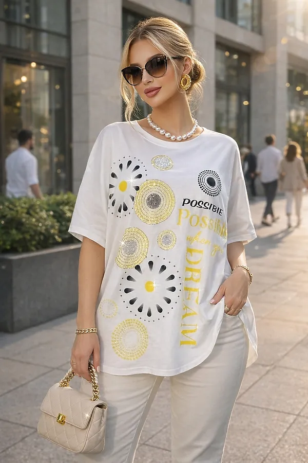 Футболка со стразами Dream Sun арт. F9702 НАТАЛИ, белый - фото 1
