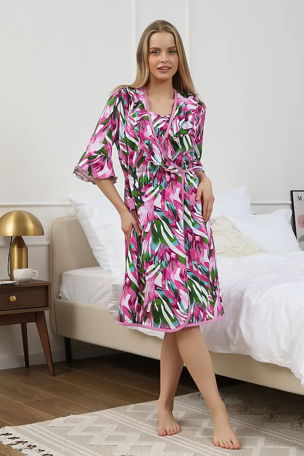 Халат Х130 НАТАЛИ, джунгли, розовый - фото 1