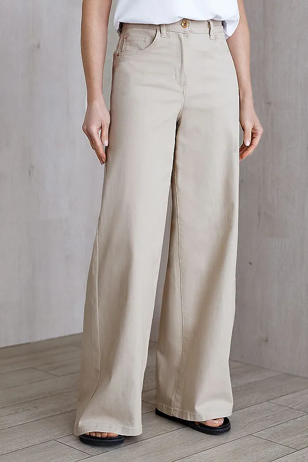 Джинсы трубы из эластичного денима средней плотности VILATTE, бежевый - фото 1