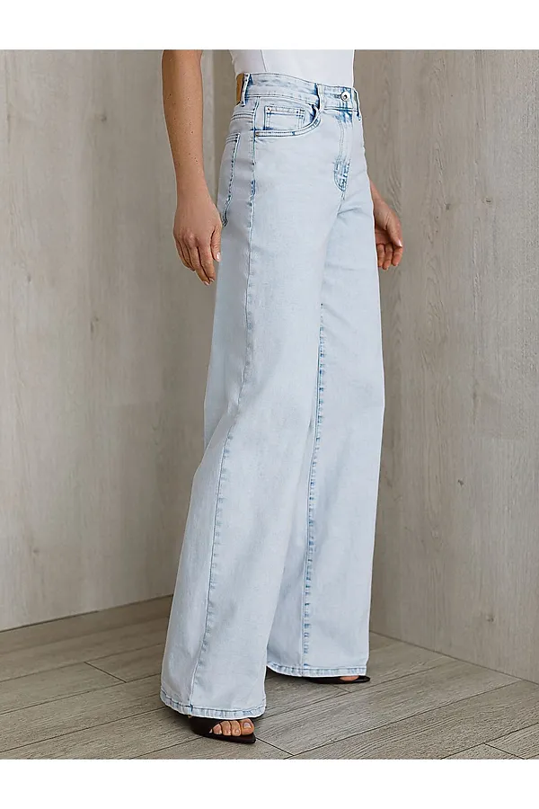 Джинсы трубы c декоративной стиркой из эластичного плотного денима VILATTE, светло-голубой - фото 1