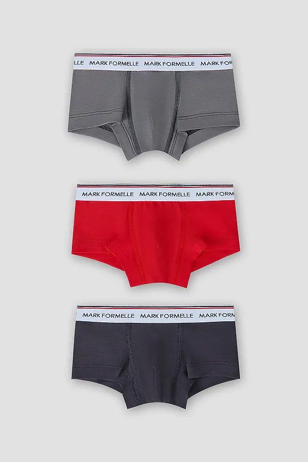 Трусы для мальчиков (3шт.) MARK FORMELLE, огненный красный+обсидиан+т.серый - фото 1