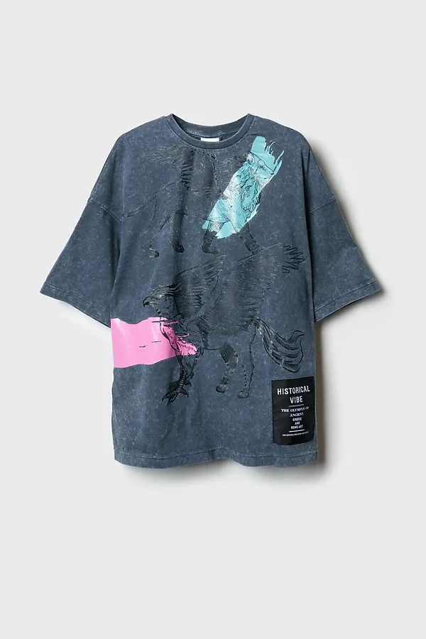 Фуфайка трикотажная для девочек (футболка) PLAYTODAY, темно-серый - фото 1