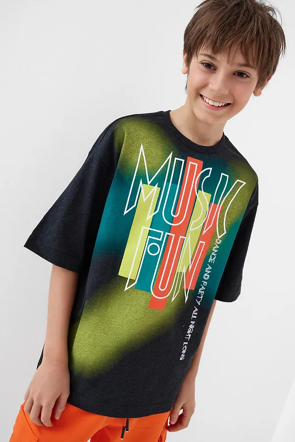 Фуфайка трикотажная для мальчиков (футболка) PLAYTODAY, черный - фото 1