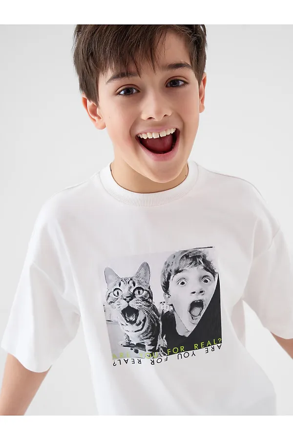 Фуфайка трикотажная для мальчиков (футболка) PLAYTODAY, белый - фото 1