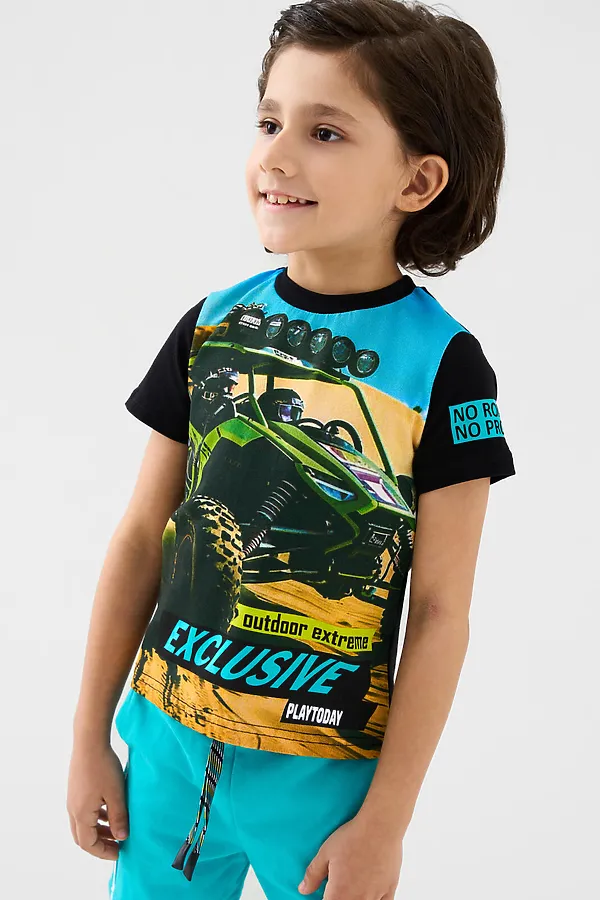 Фуфайка трикотажная для мальчиков (футболка) PLAYTODAY, черный - фото 1