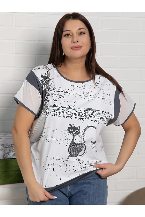 Блуза Алтея LADY TAIGA, белый/графит - фото 1