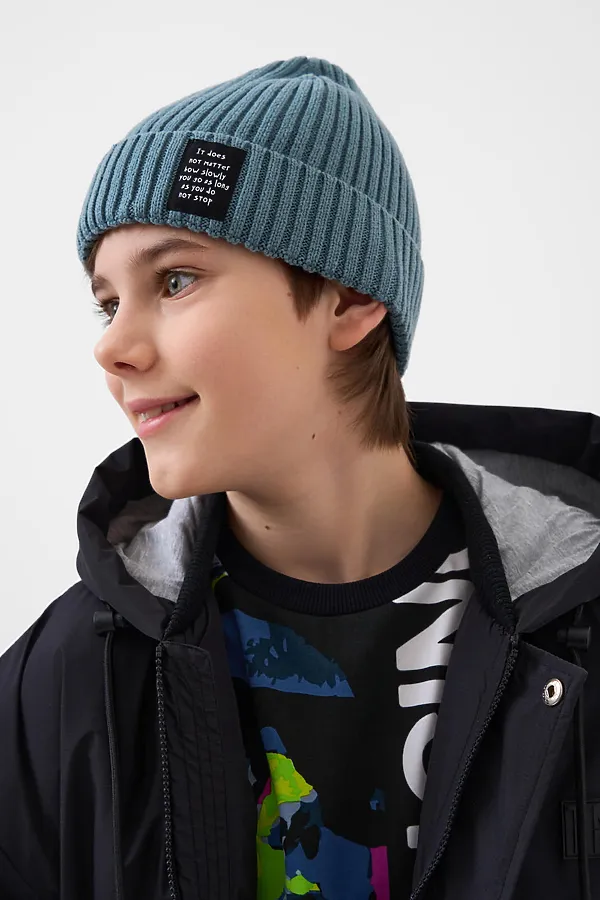 Шапка трикотажная для мальчиков PLAYTODAY, серый - фото 1