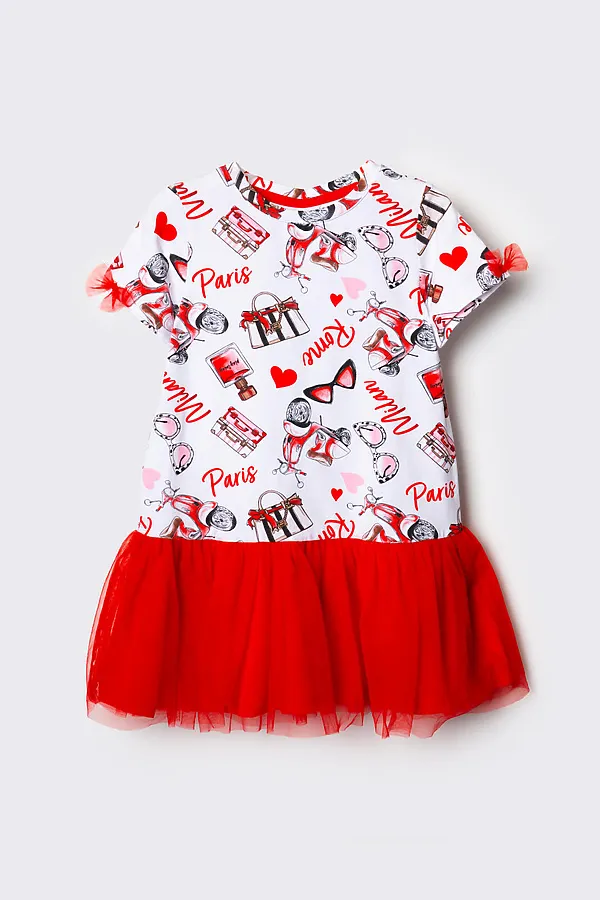 Платье трикотажное для девочек PLAYTODAY, разноцветный - фото 1