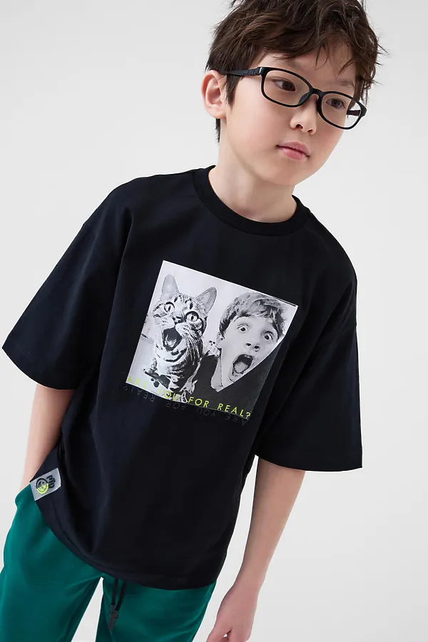 Фуфайка трикотажная для мальчиков (футболка) PLAYTODAY, черный - фото 1