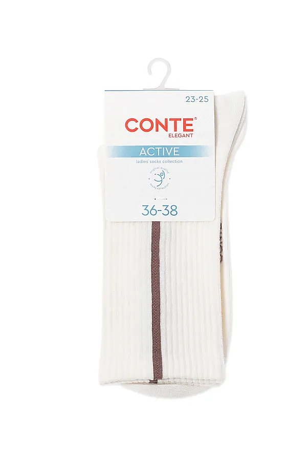 CONTE ACTIVE Удлиненные женские хлопковые носки CONTE ELEGANT, молочный - фото 1